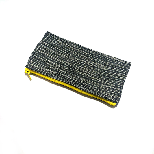 MINA Zippered Pouch - White Gray Striped