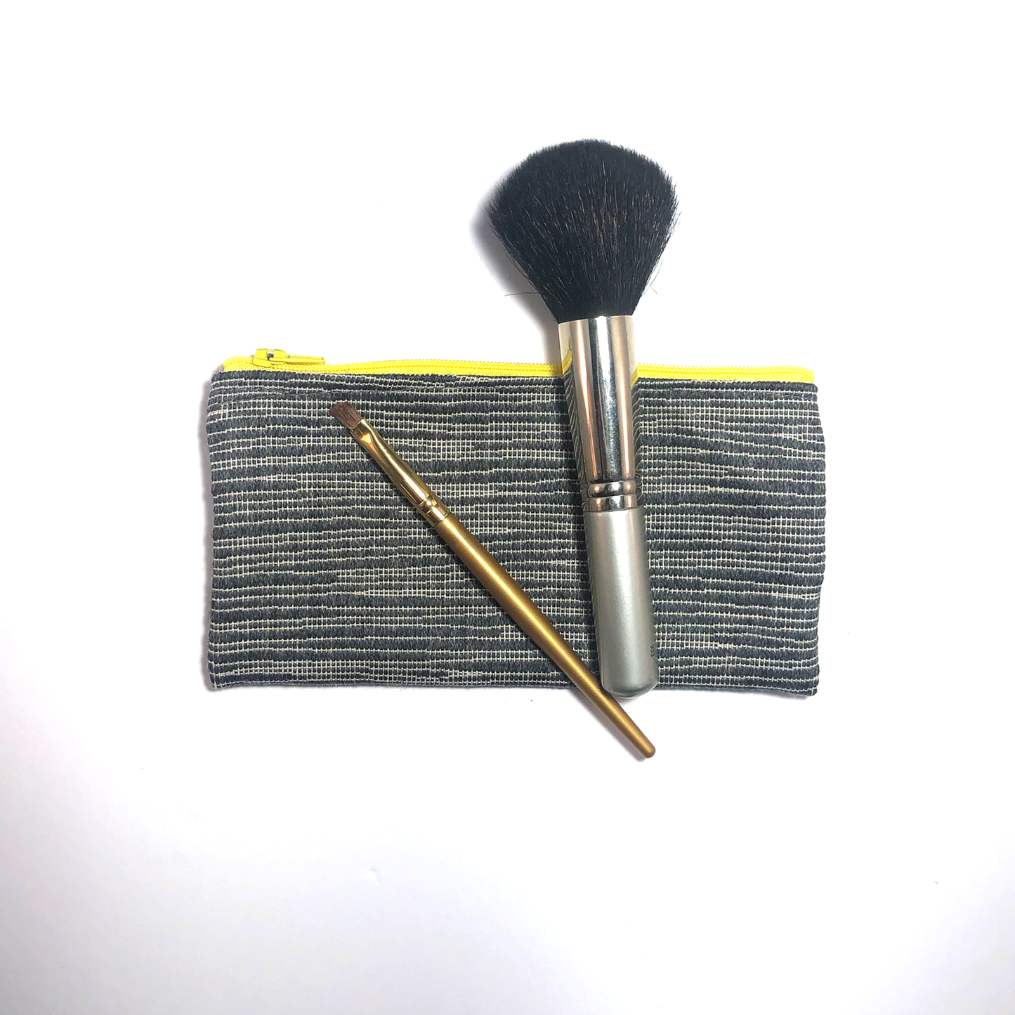 MINA Zippered Pouch - White Gray Striped