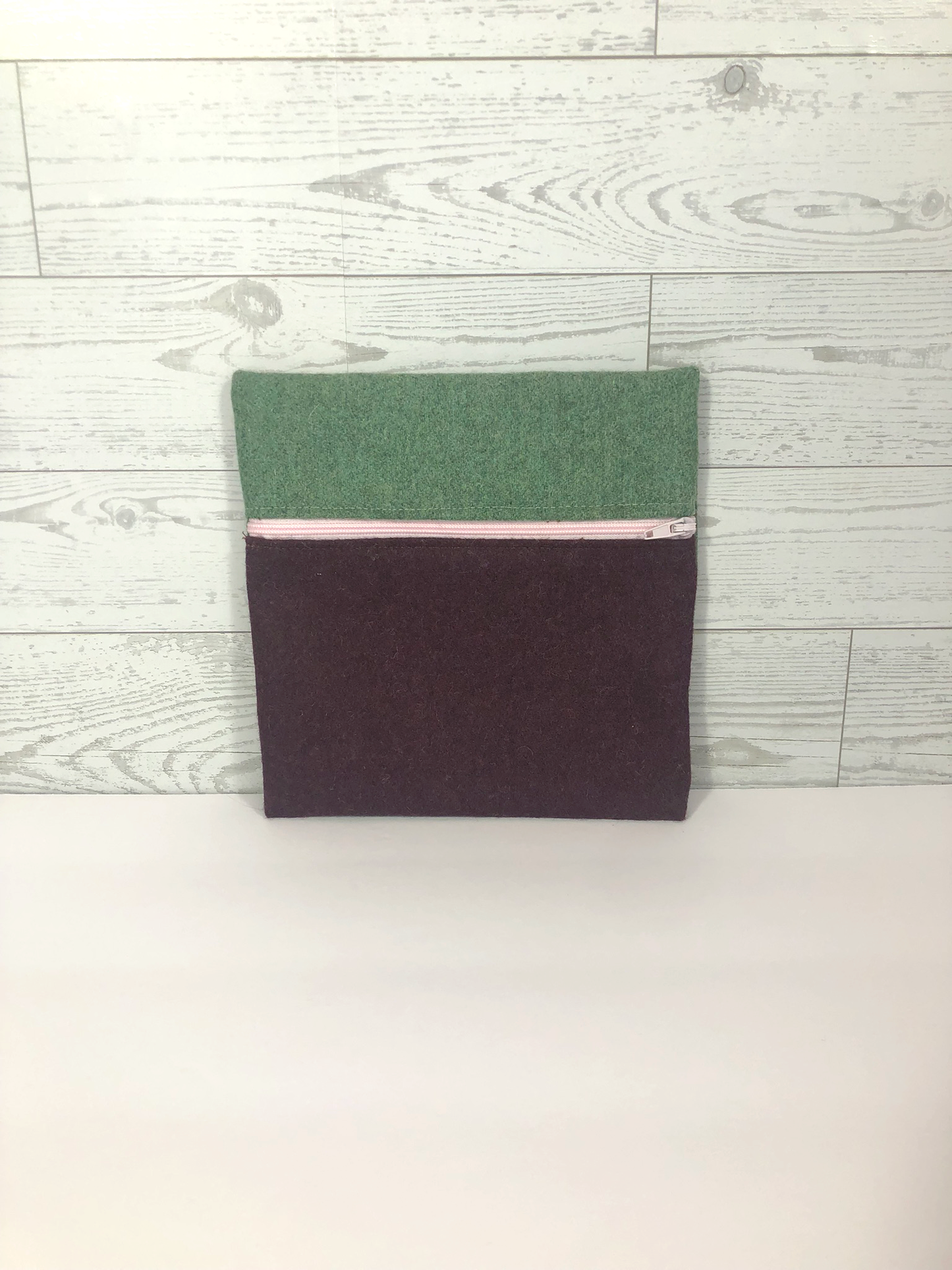 MINA Zippered Pouch - Square - Sea Foam Green/Maroon