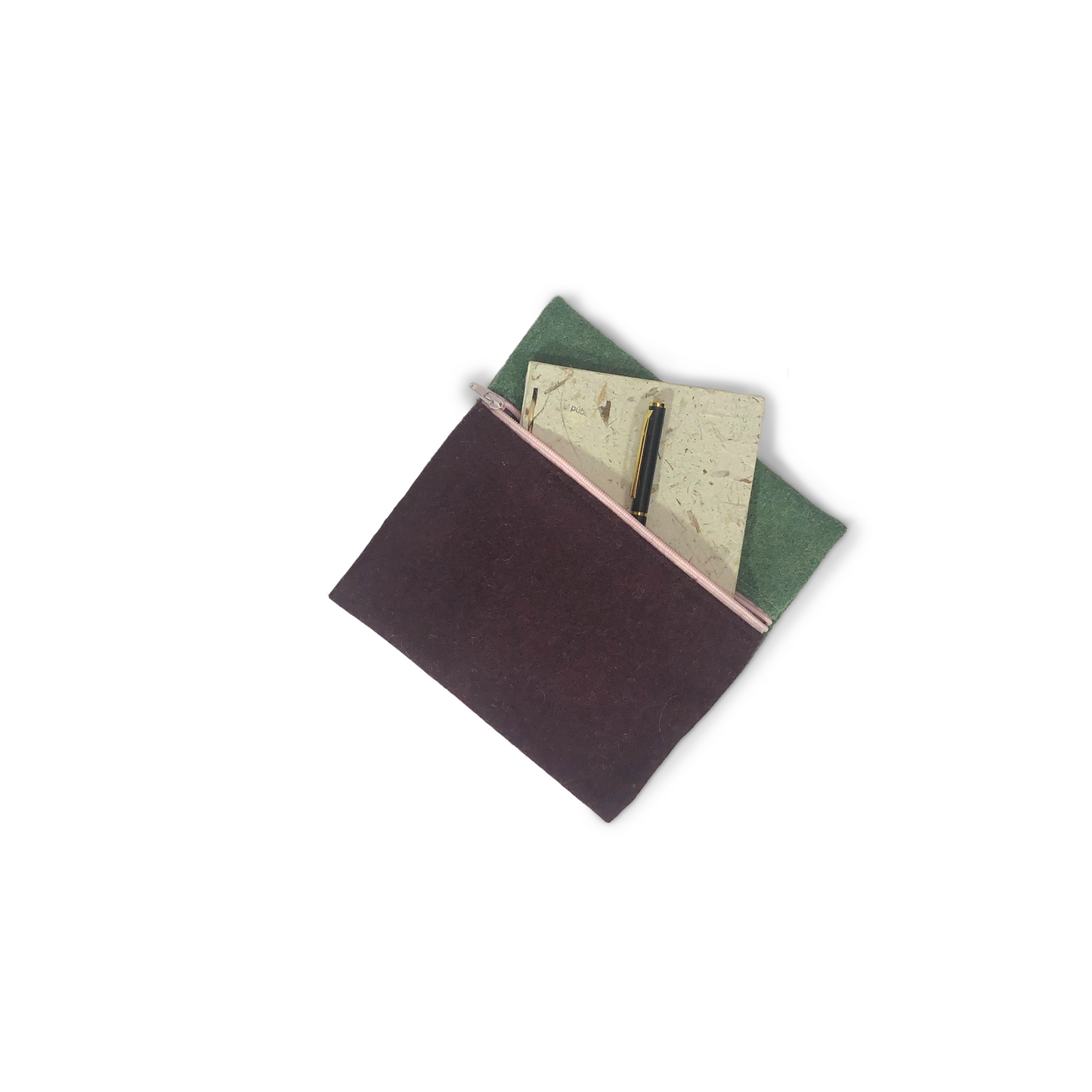 MINA Zippered Pouch - Square - Sea Foam Green/Maroon