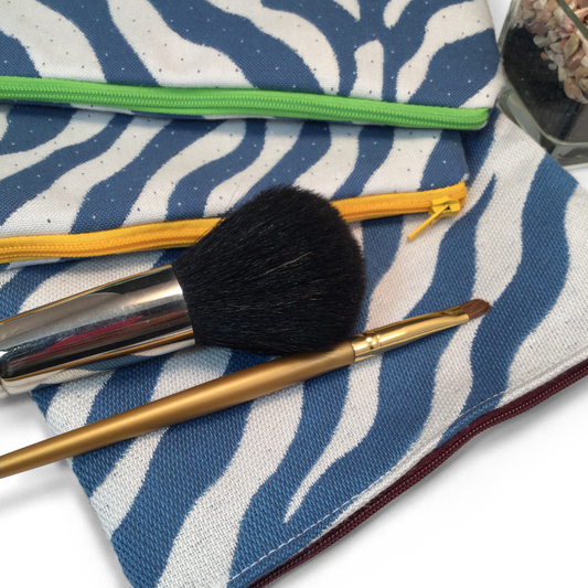MINA Zippered Pouch Set - Blue Zebra